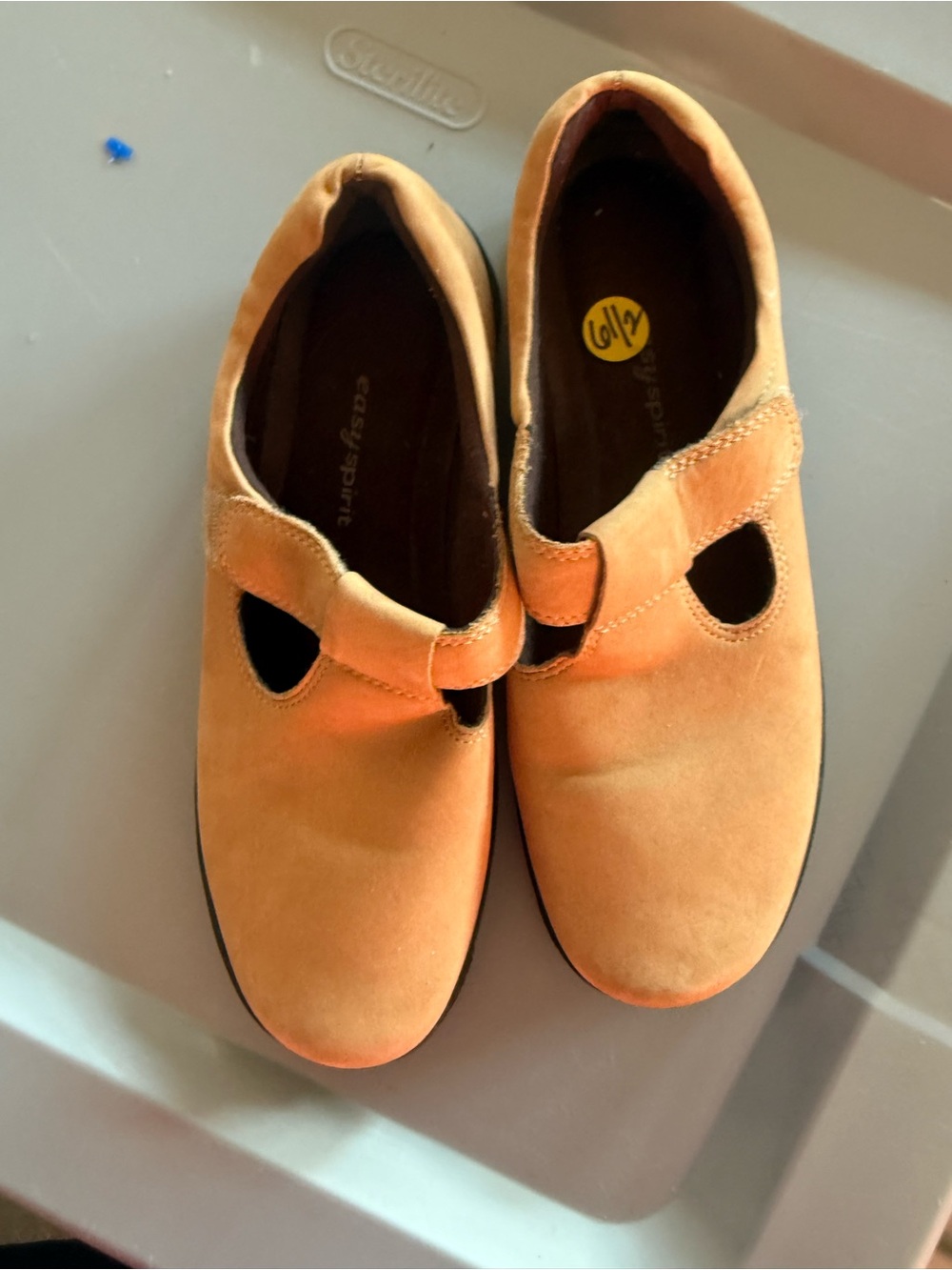 Easy Spirit Orange Suede Hook-and-Loop Mary Jane Shoes